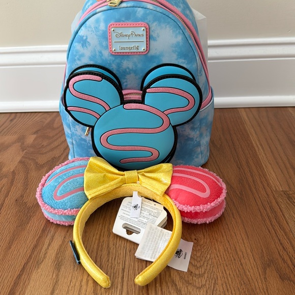 NEW Disney Parks Loungefly Mini Backpack and Ears bundle Eats Macaron - Picture 3 of 7